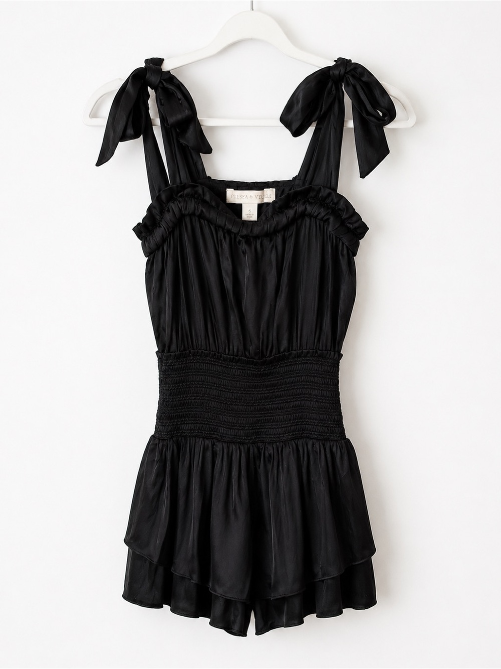 Chelsea & Violet Black Elastic-Waist Romper